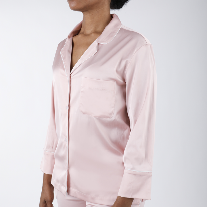 Chloe Satin Pajamas Set - Pink