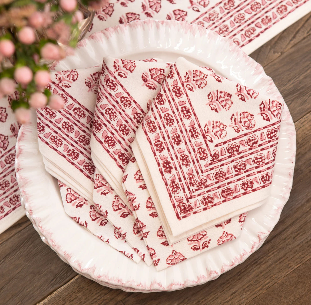 Pomegranate Elise Rose Napkin - Set of 4