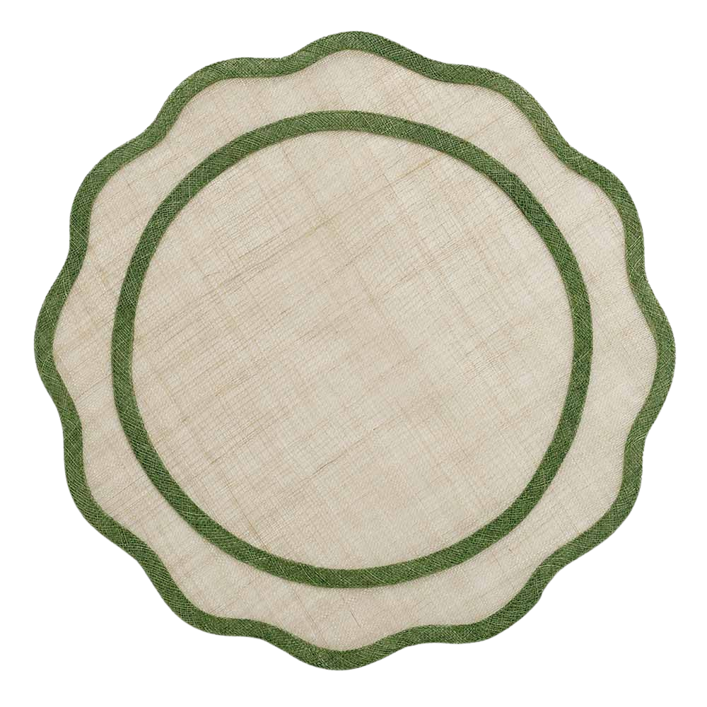 Pomegranate Green Scalloped Rice Paper Place | Gardenia Home