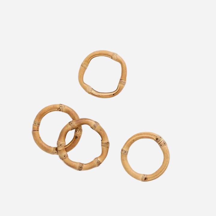 Set of bamboo rings on a white background