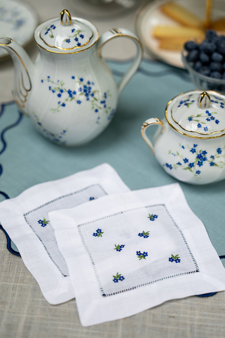 Forget Me Knots Embroidered Cocktail Napkins - Set of 4