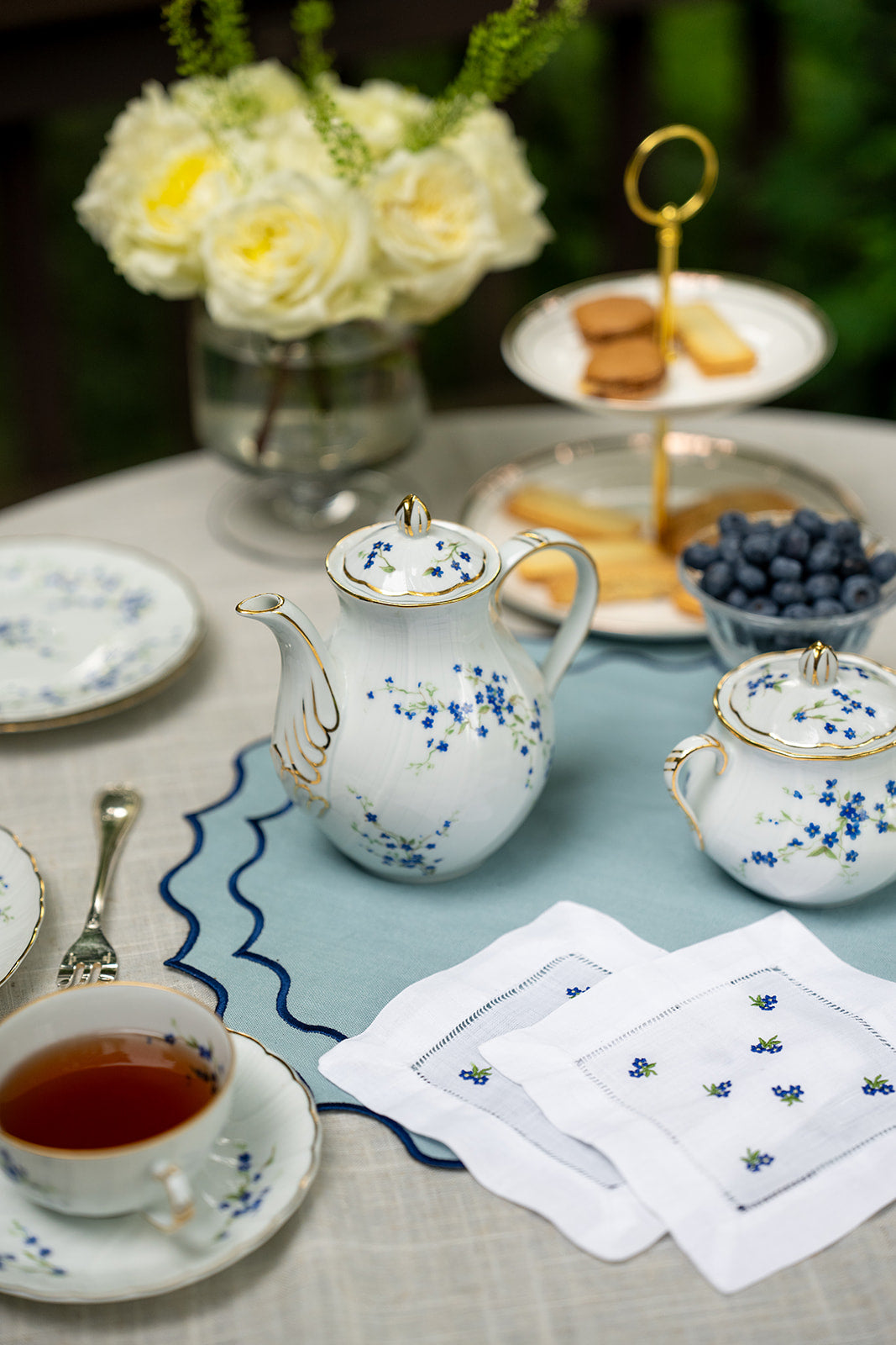 Forget Me Knots Embroidered Cocktail Napkins - Set of 4