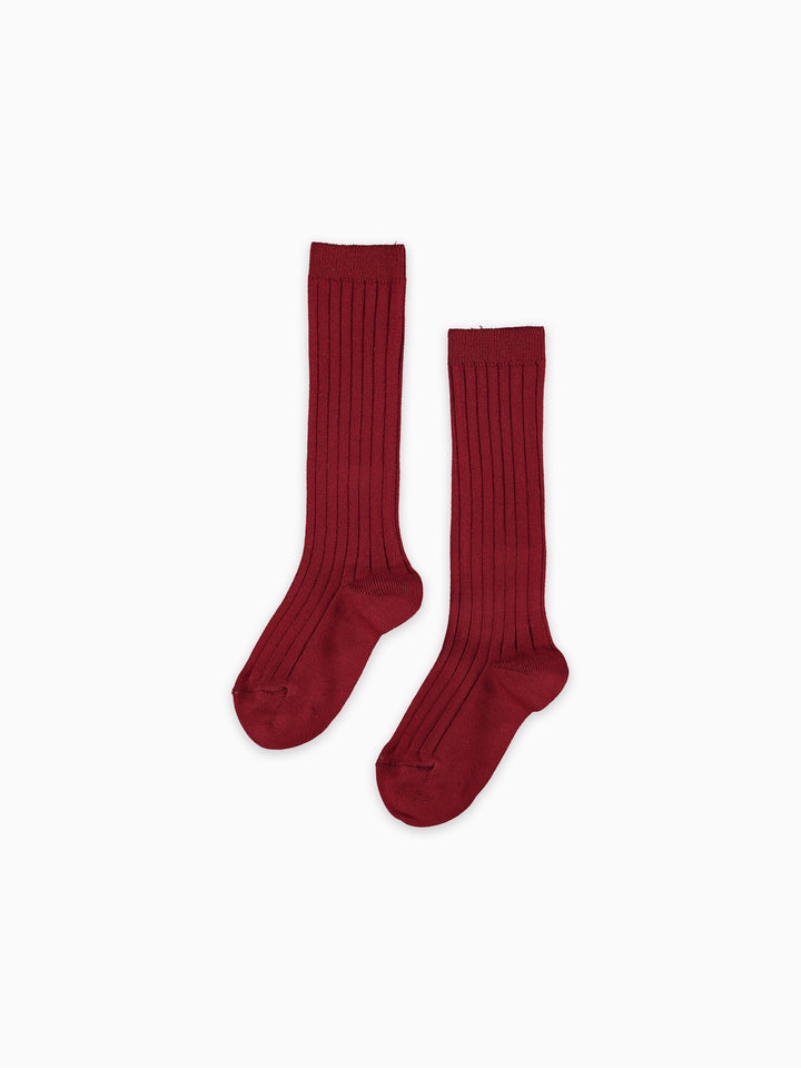 Pair of red socks on a white background