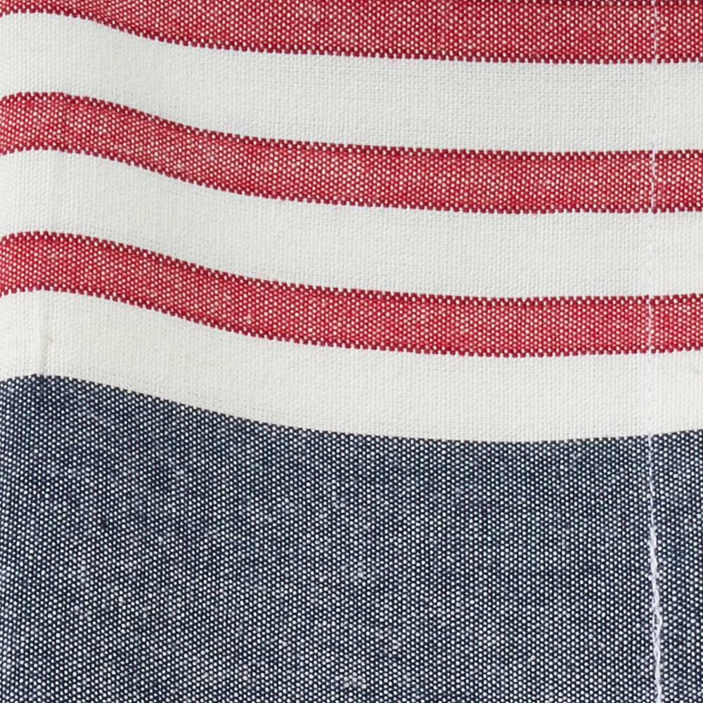 Close-up of fabric with red, white, and blue stripes.