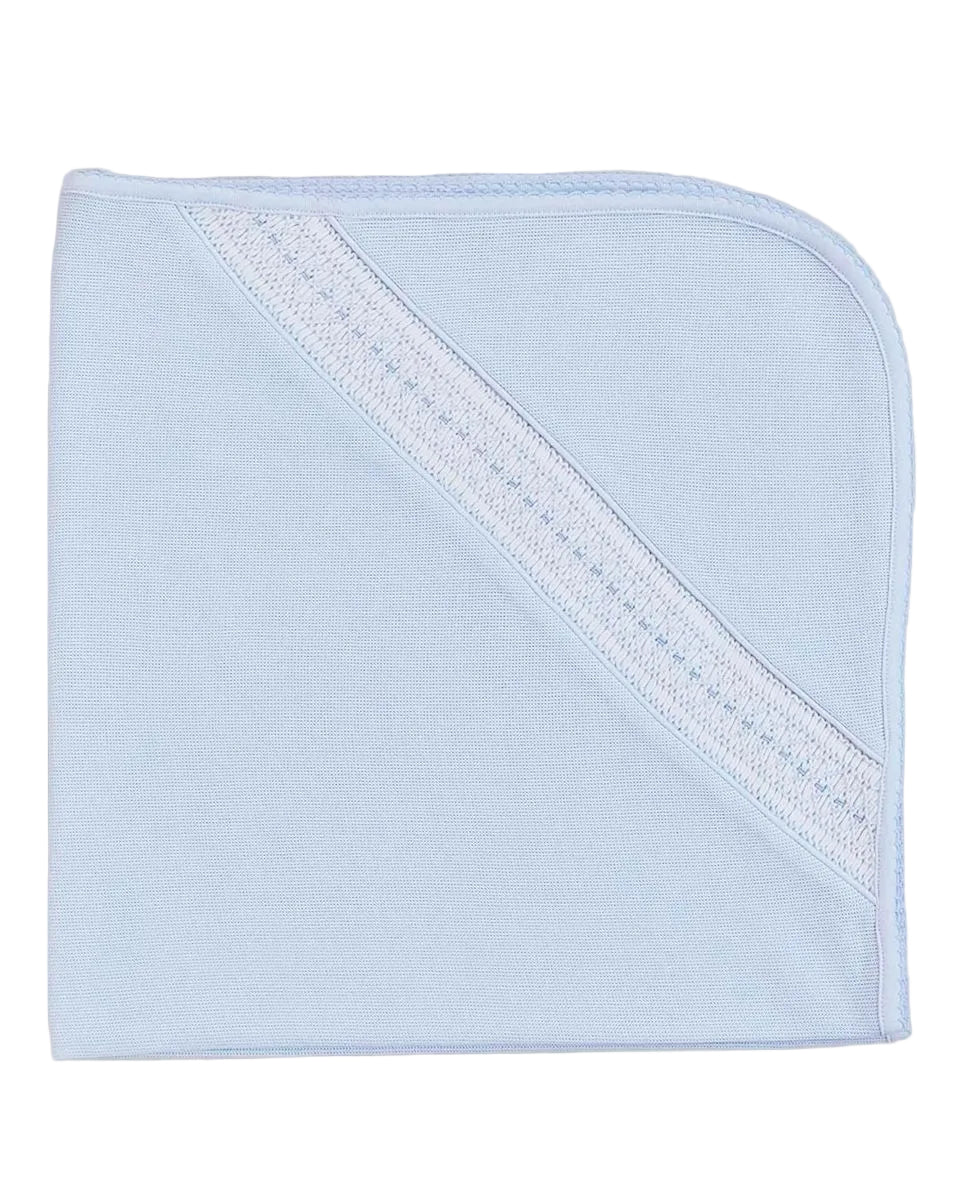 Light blue smocked baby blanket