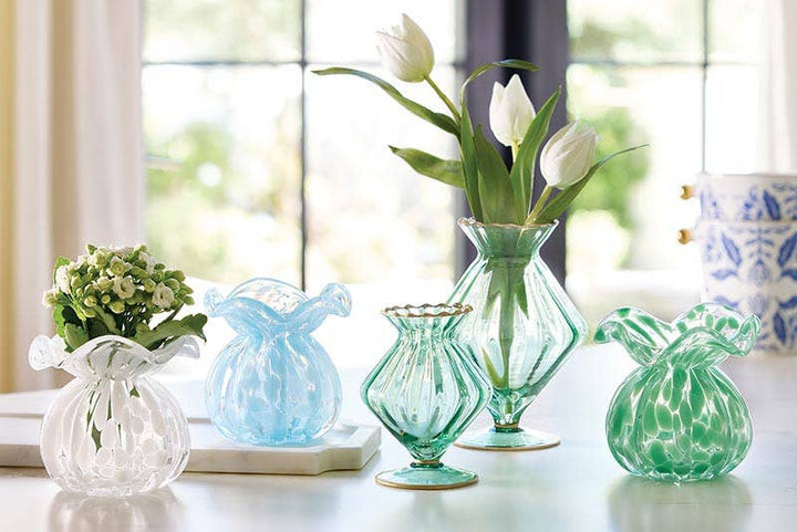 Ruffled Edge Bud Vase - White
