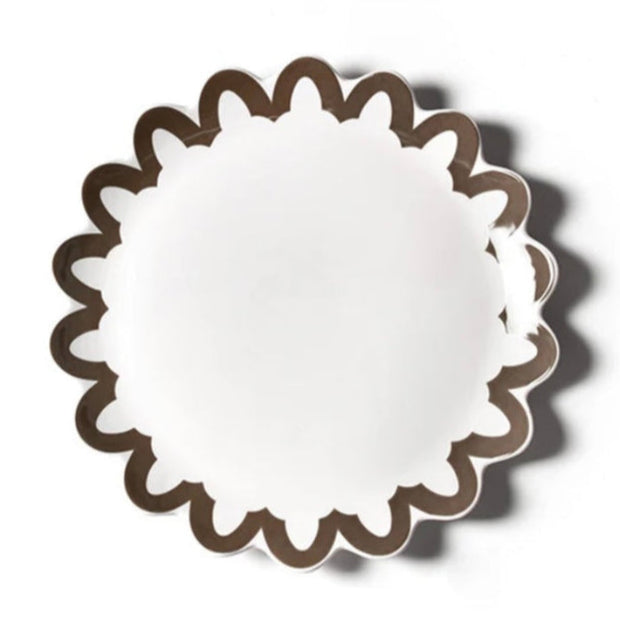 Scalloped Dinner Plate with Gold Trim