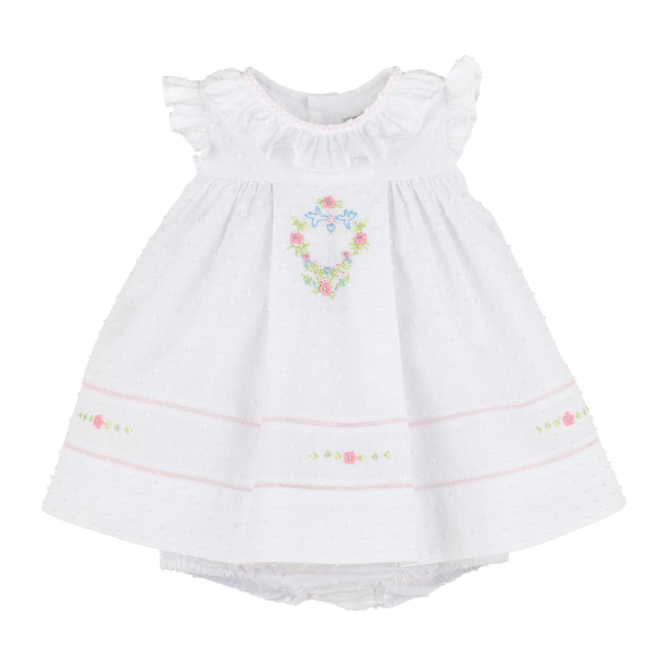 Dotted Ruffle Float Dress - White