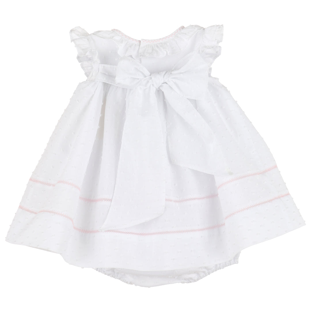 Dotted Ruffle Float Dress - White