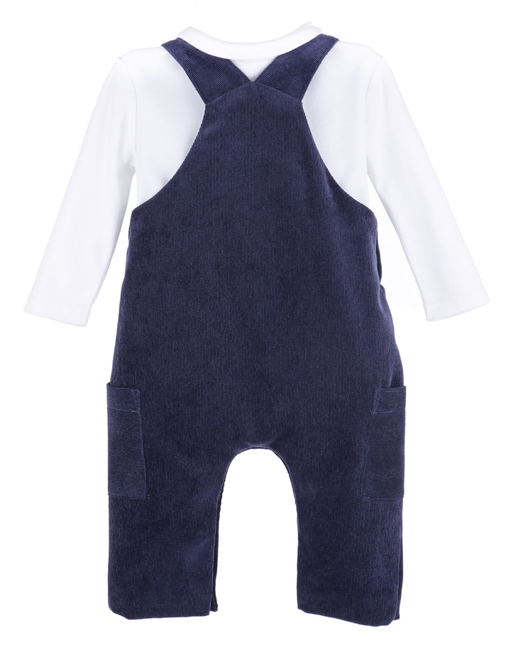 Sophie & Lucas Navy Corduroy Overall with White Collared Shirt