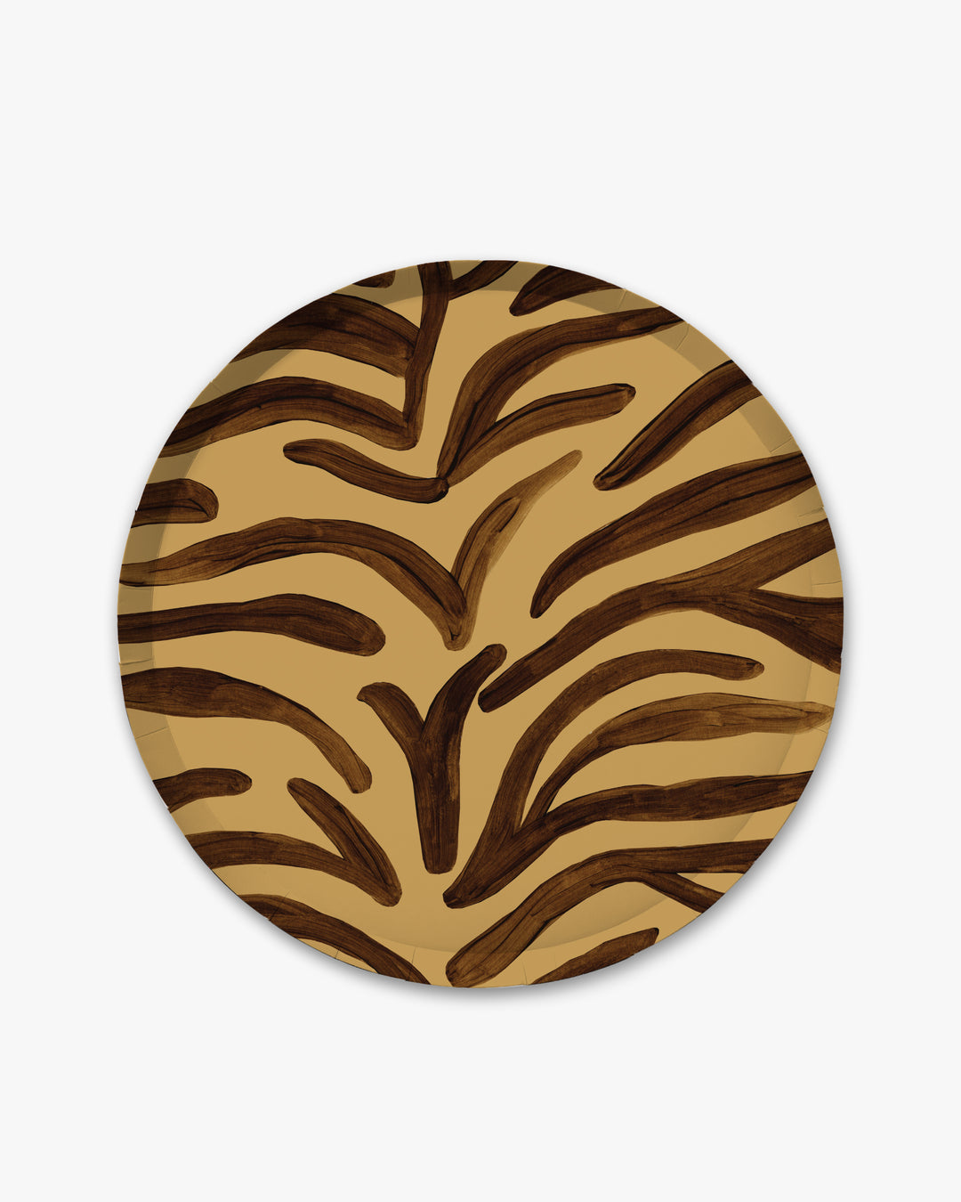 Espresso brown Sable dinner paper plate with animal print pattern and scalloped border