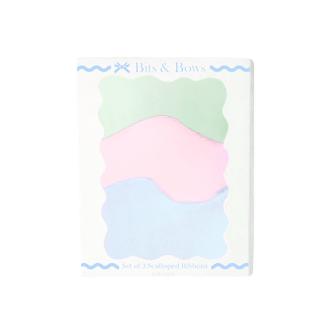 Pastel colored ribbon in a white box