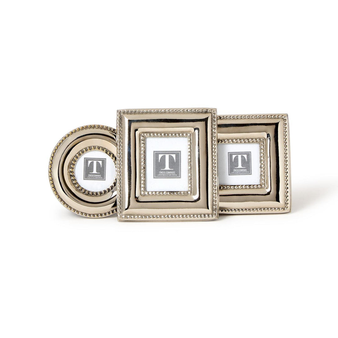 Set of decorative frames with a brand logo on a white background