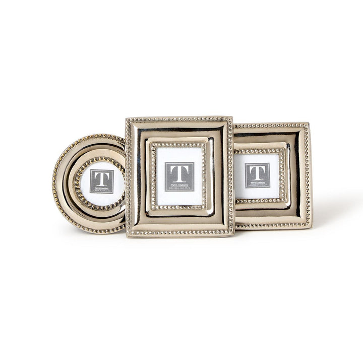 Set of decorative frames with a brand logo on a white background