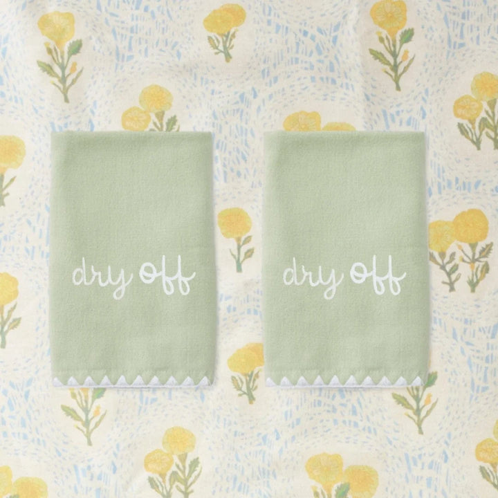 Weezie Edge Fingertip Powder Towel Green - Set of 2