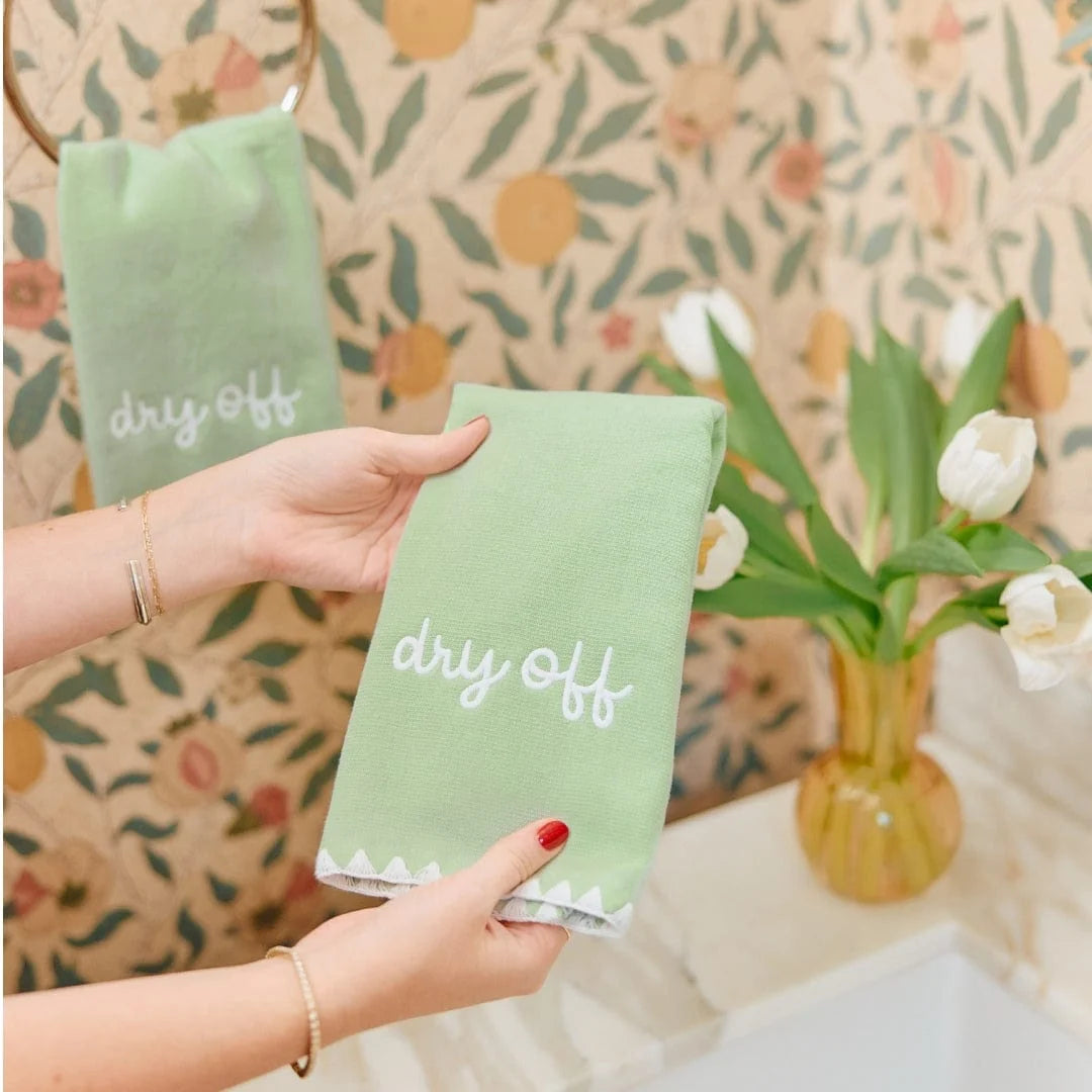 Weezie Edge Fingertip Powder Towel Green - Set of 2