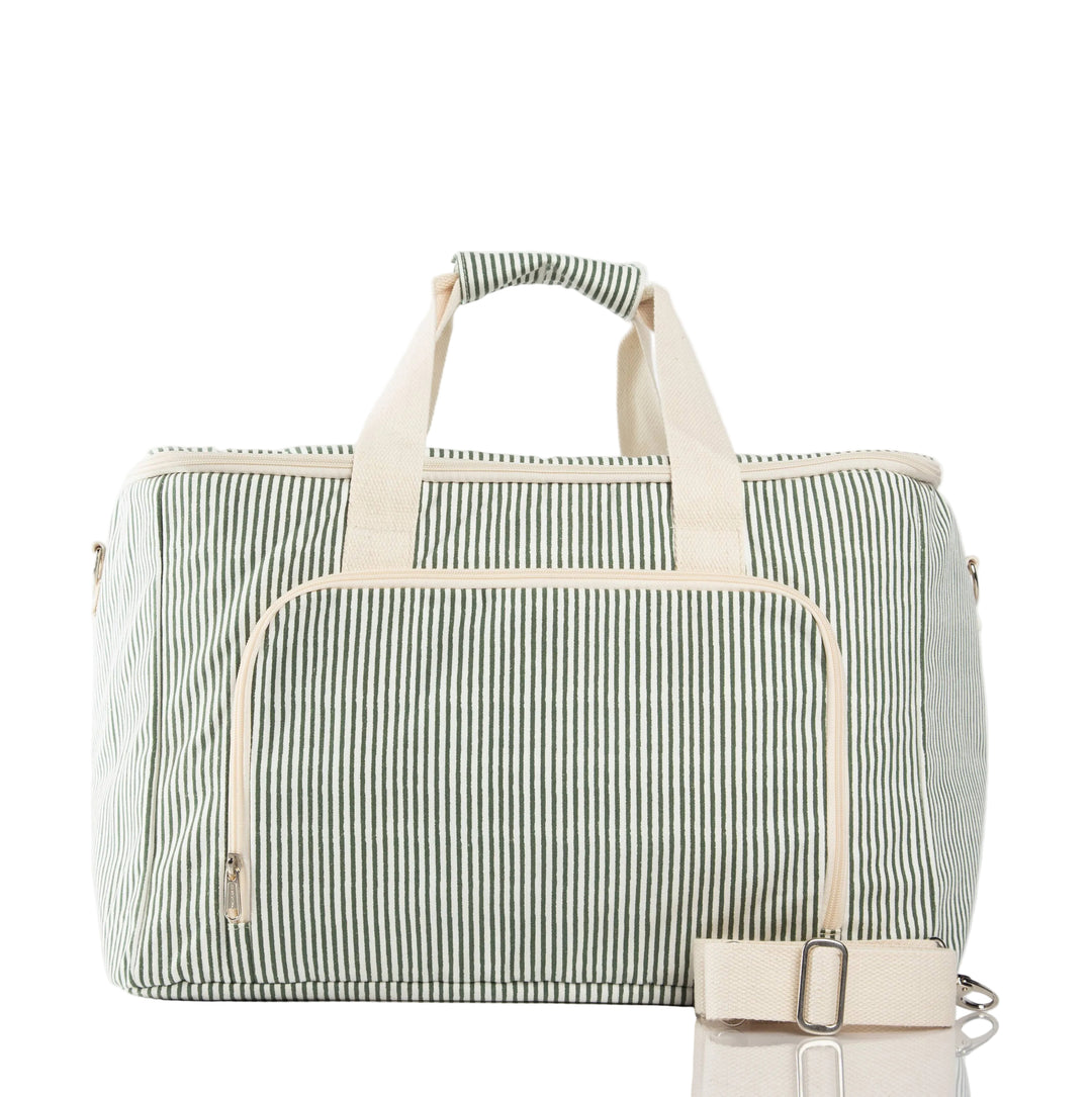 insulated cooler bag in striped green