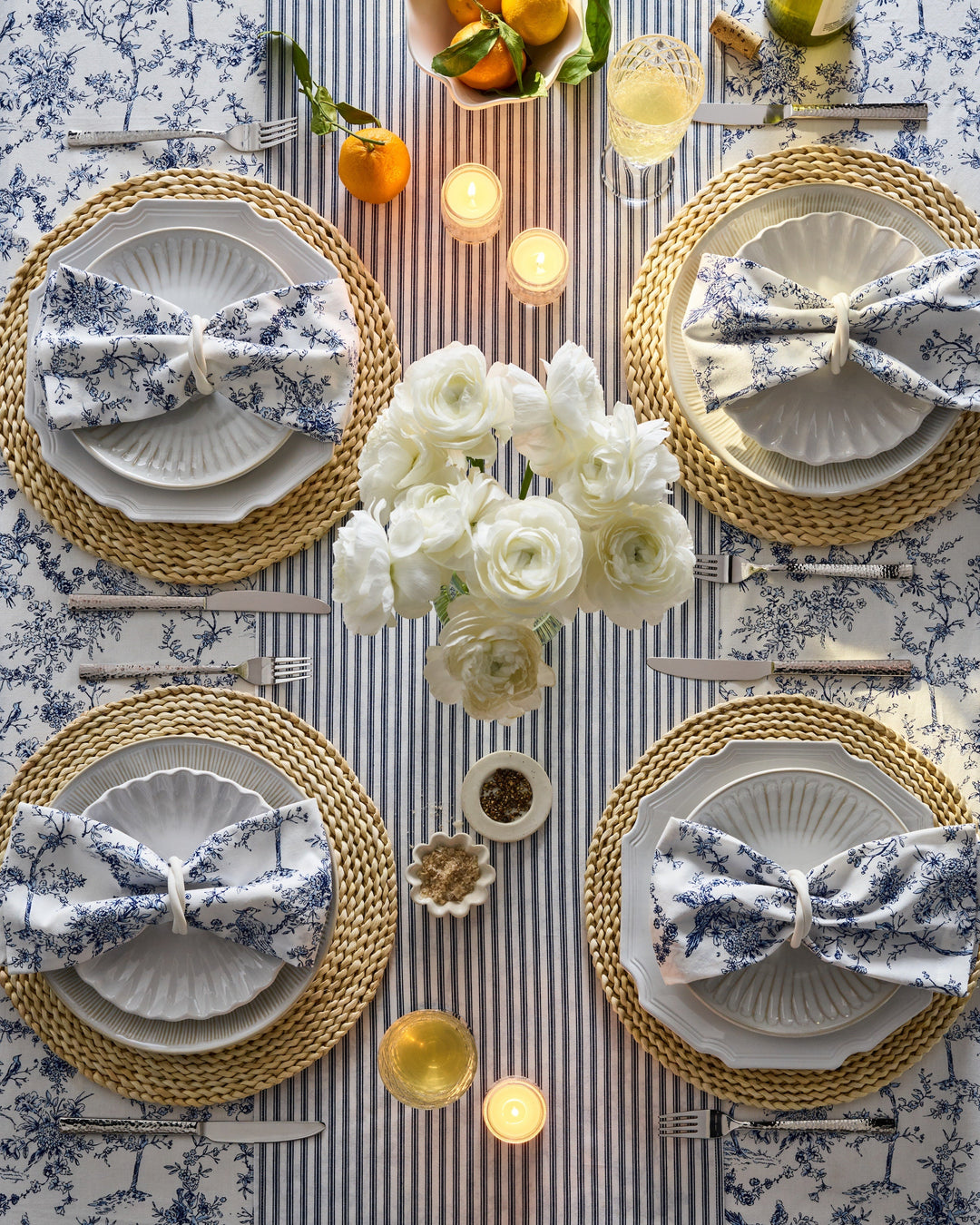 Signature Twill Runner in Navy French Ticking
