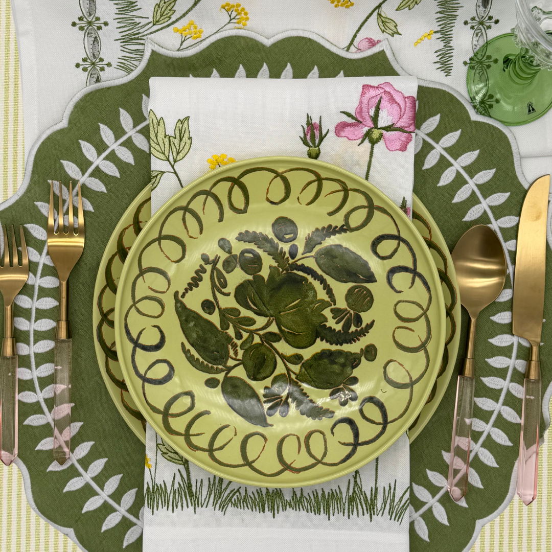 Embroidered Spring Floral Dinner Napkins - Set of 4