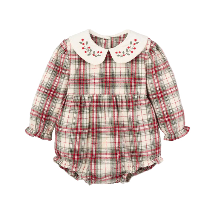 Winter Tartan Bubble w/ Embroidered Collar