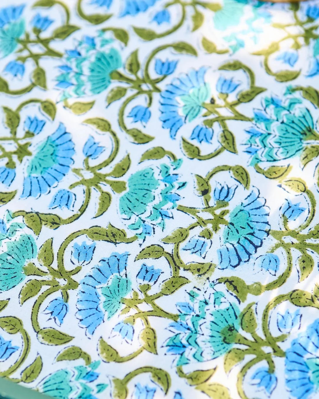 The Audrey Mahjong & Card Tablecloth Blue and Green Floral