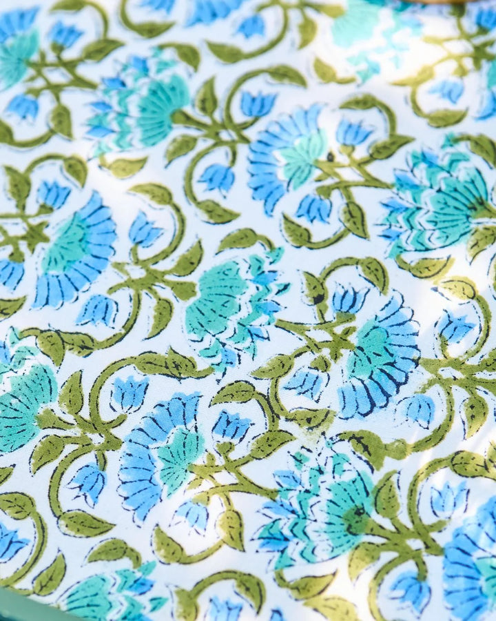 The Audrey Mahjong & Card Tablecloth Blue and Green Floral