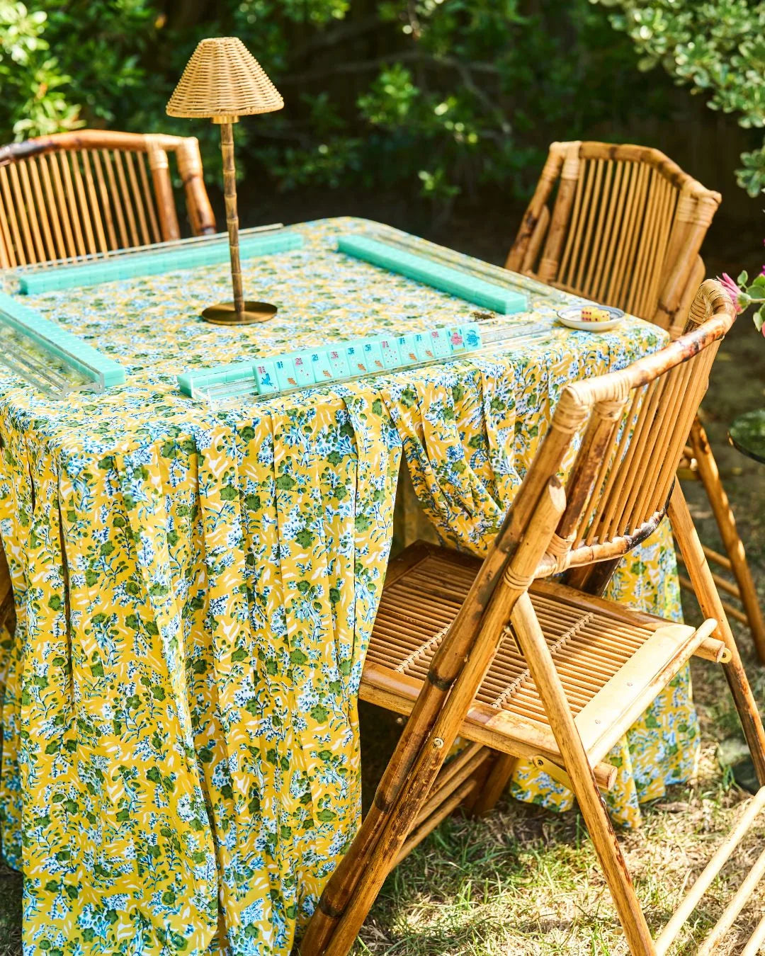 The Lauren Mahjong & Card Tablecloth Yellow Floral
