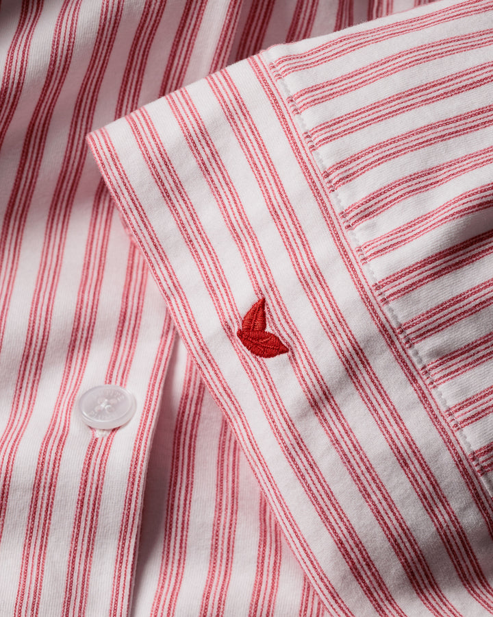 Petite Plume The Olivia Wide Leg Pima Pant Set in Antique Red Ticking