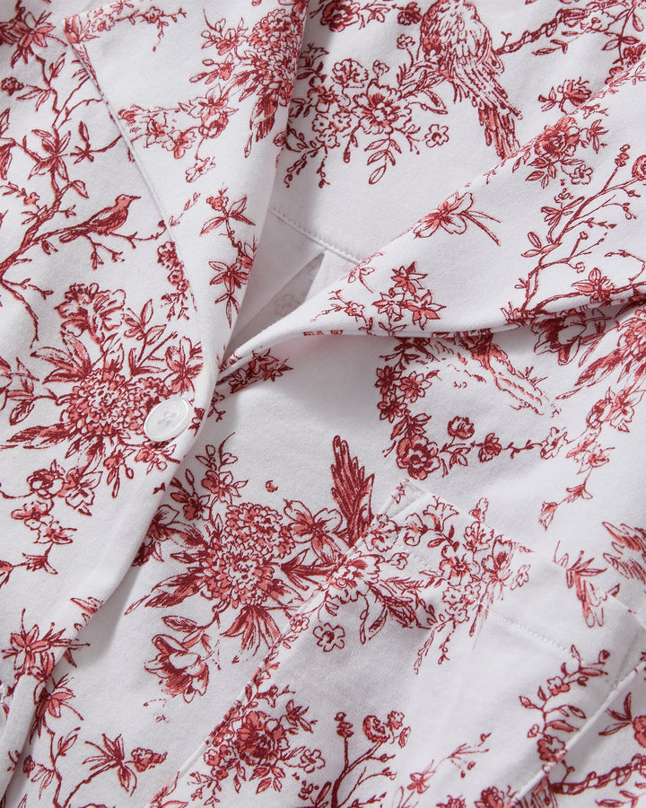 The Olivia Wide Leg Pima Pajama Set in Timeless Red Toile