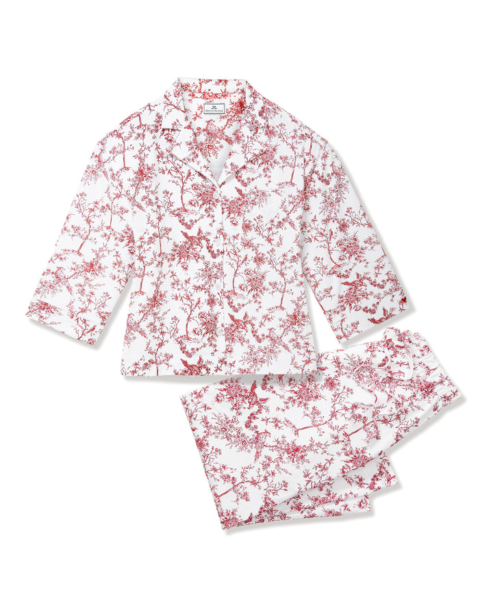 The Olivia Wide Leg Pima Pajama Set in Timeless Red Toile