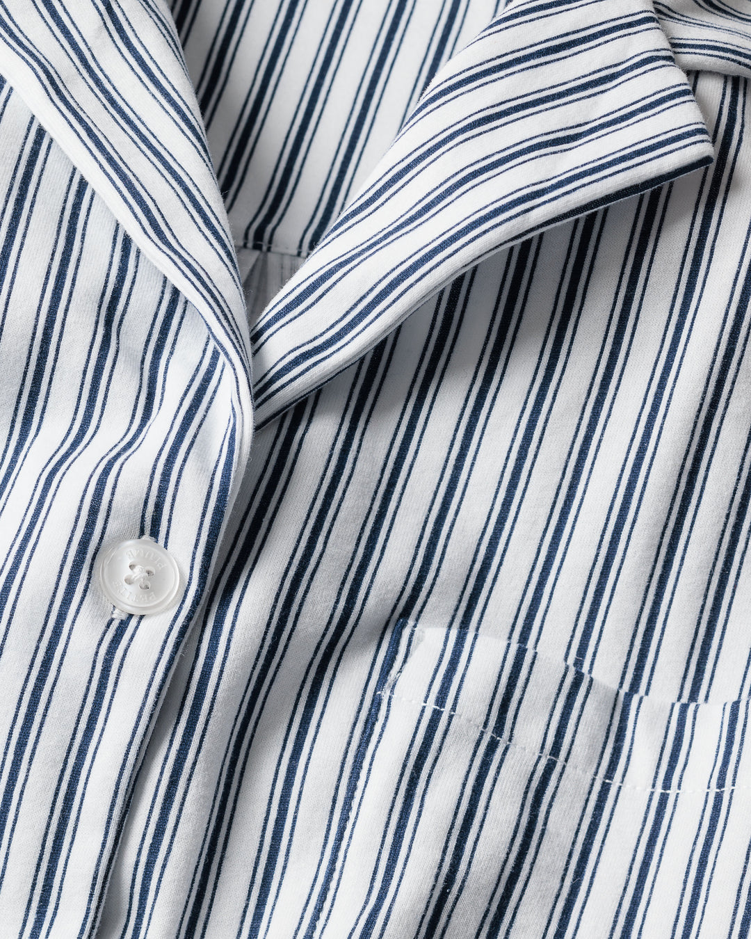 Petite Plume The Olivia Wide Leg Pima Pajama Set in Navy French Ticking