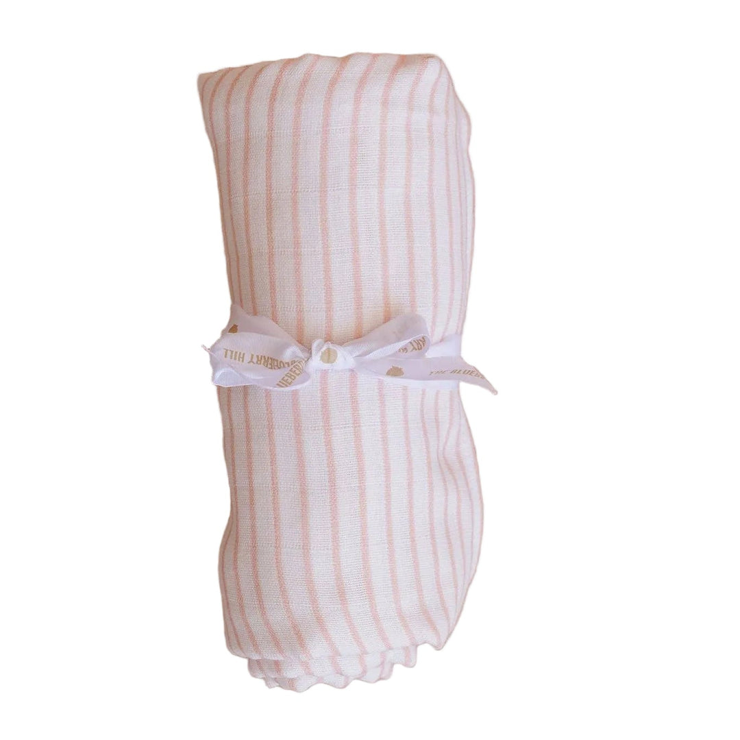 Striped pink and cream swaddle baby blanket