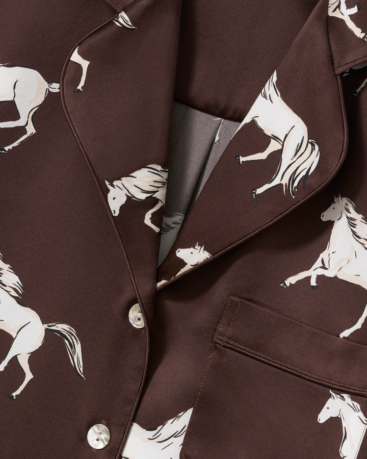 Petite Plume The Celine Silk Pajama Set in Highgrove Equestrian