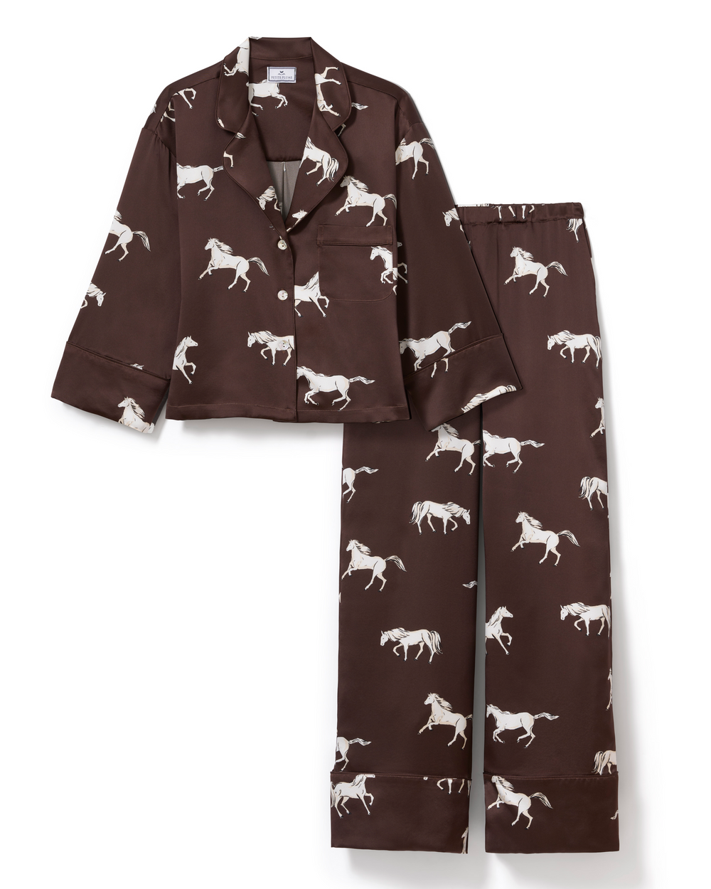 Petite Plume The Celine Silk Pajama Set in Highgrove Equestrian