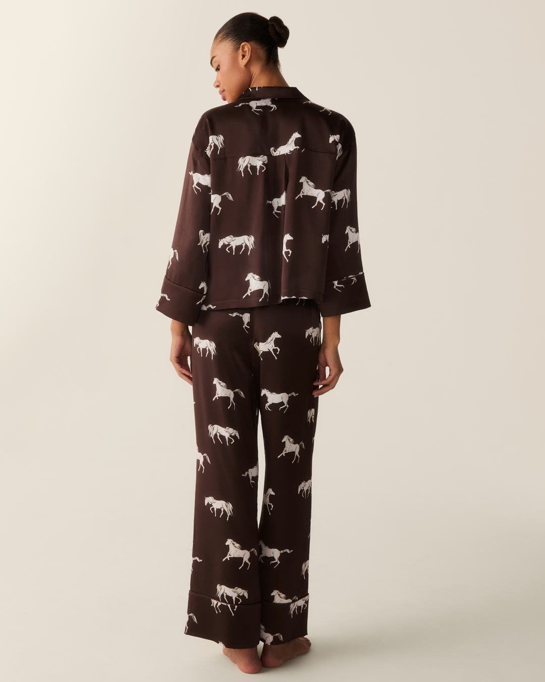Petite Plume The Celine Silk Pajama Set in Highgrove Equestrian