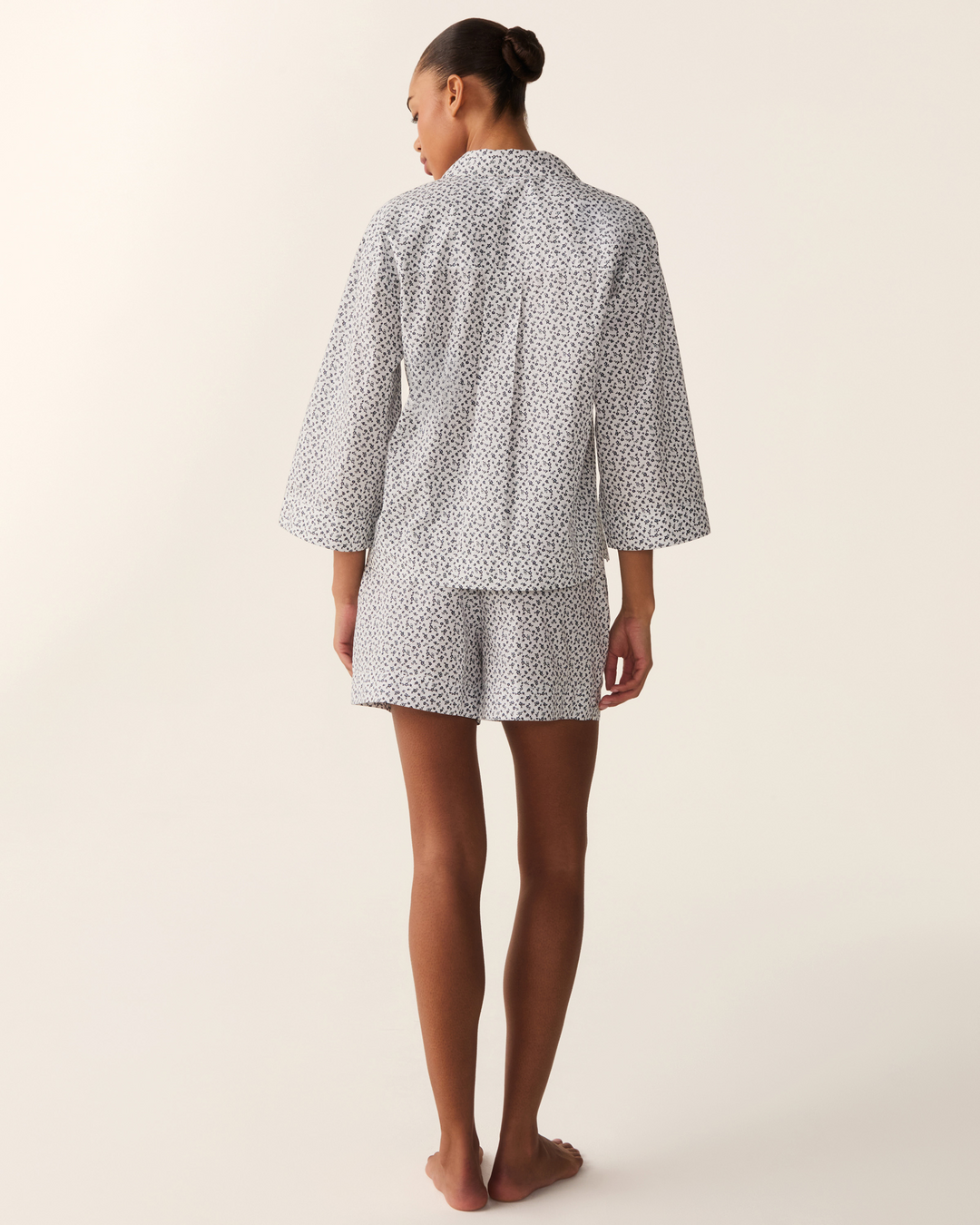 Women wearing pajama set in floral ditsy print