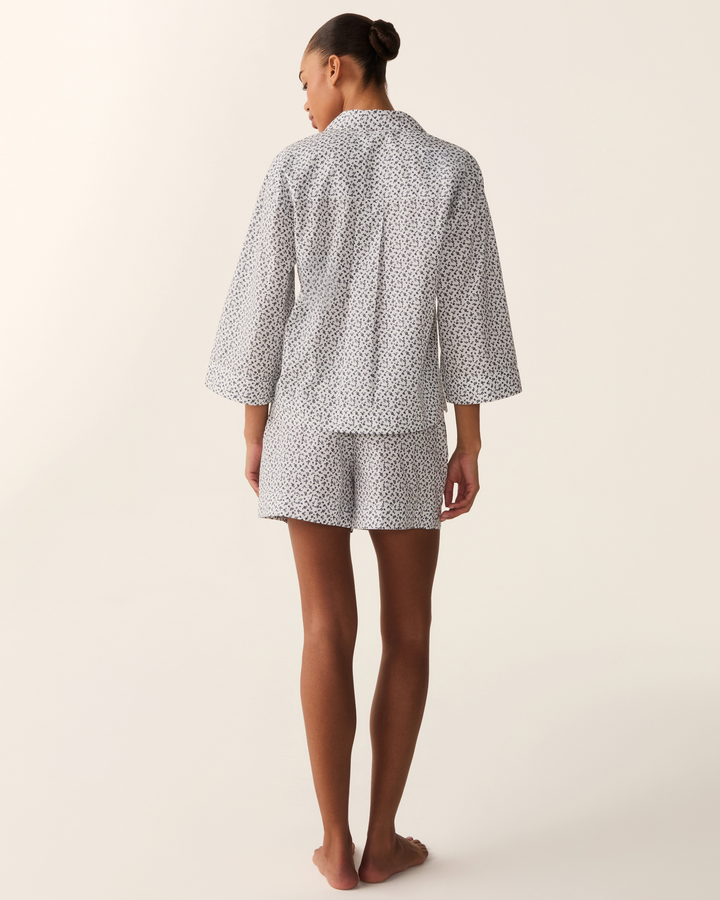 Women wearing pajama set in floral ditsy print