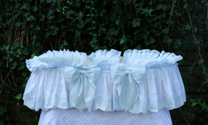The Proper Peony Moses Basket - Blue