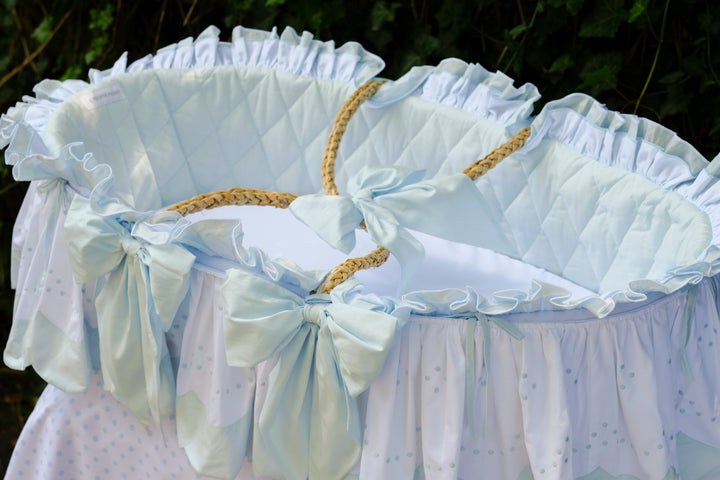 The Proper Peony Moses Basket - Blue