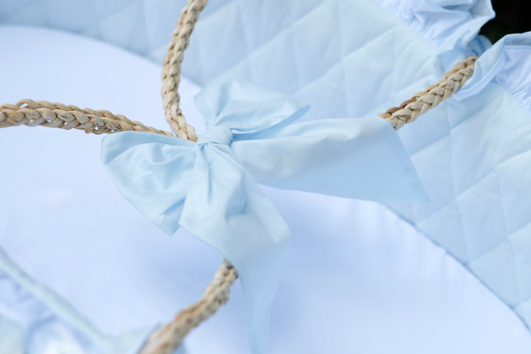 The Proper Peony Moses Basket - Blue