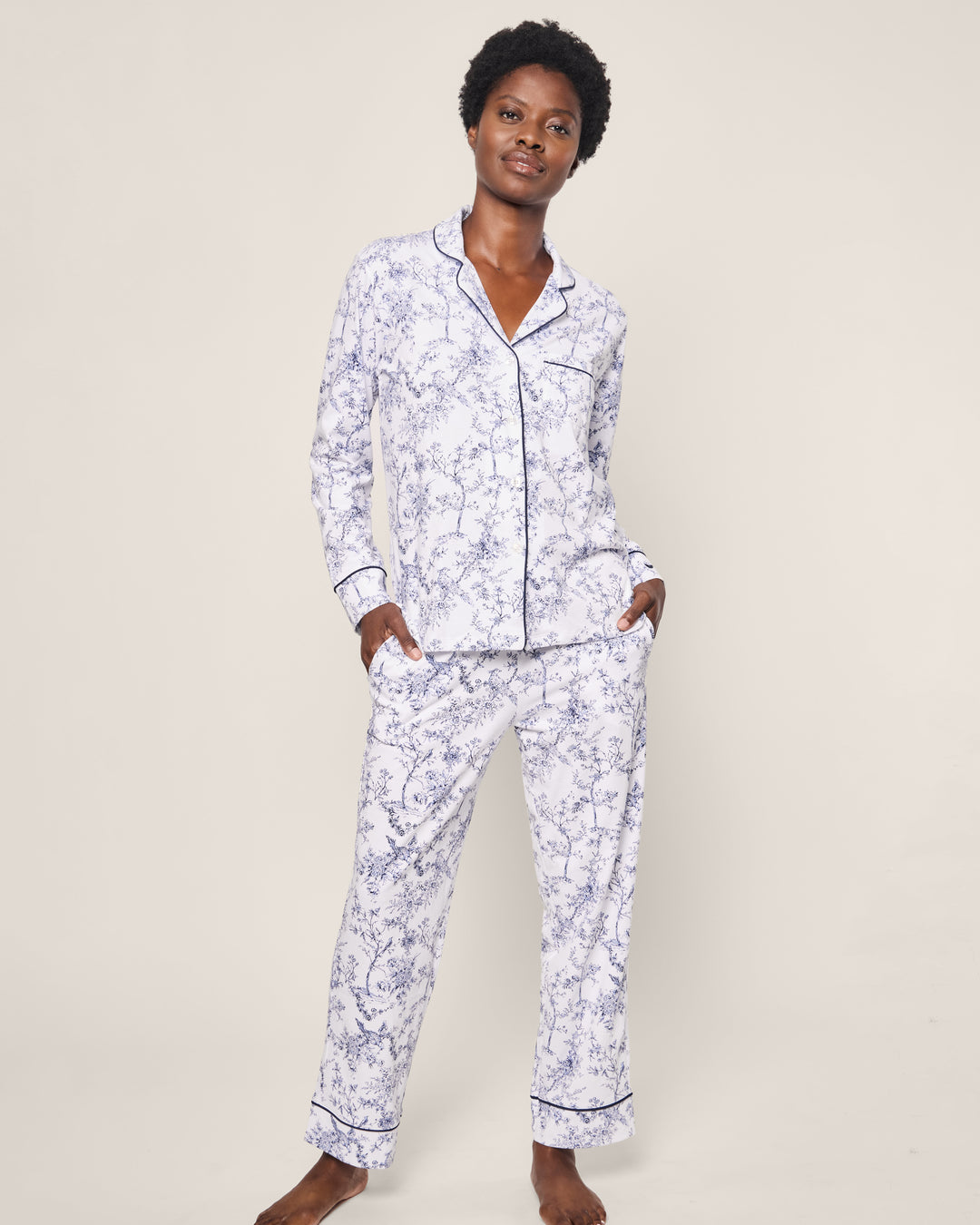 Petite Plume Women's Pima Pajama Set in Timeless Toile