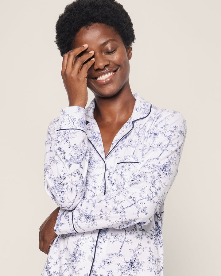 Petite Plume Women's Pima Pajama Set in Timeless Toile