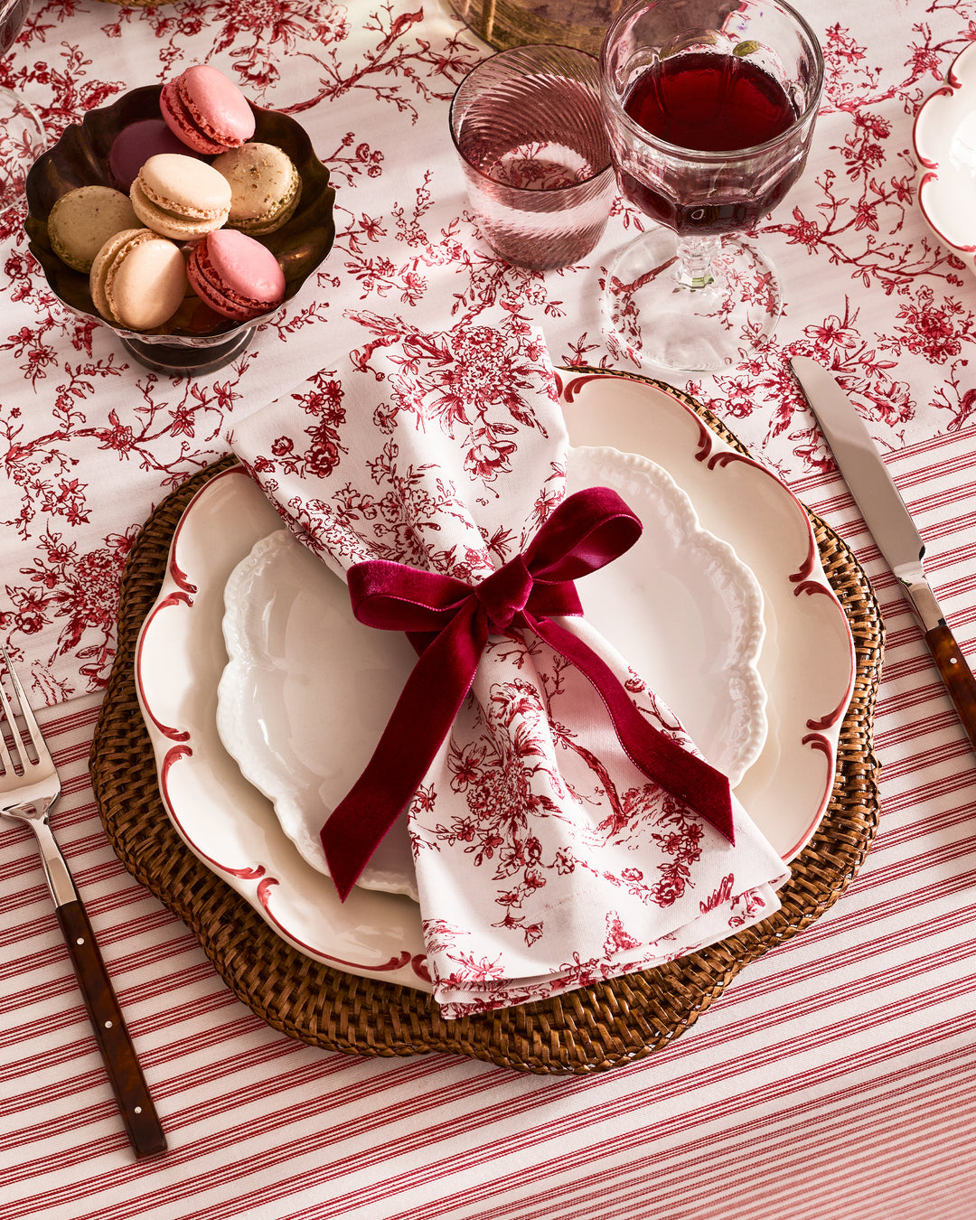 Petite Plume Red Timeless Toile Napkins - Set of 4