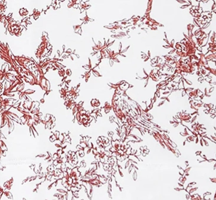 Petite Plume Signature Twill Table Runner in Red Timeless Toile