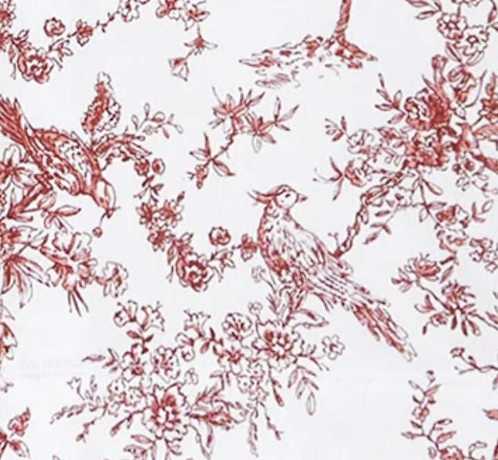 Petite Plume Signature Twill Table Runner in Red Timeless Toile