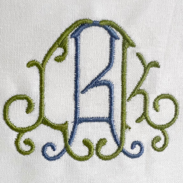 Victoria Monogram in Ocean Blue and Yellowgreen