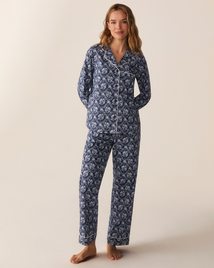 Petite Plume Women's Poplin Pajama Set in Innkeeper Trellis