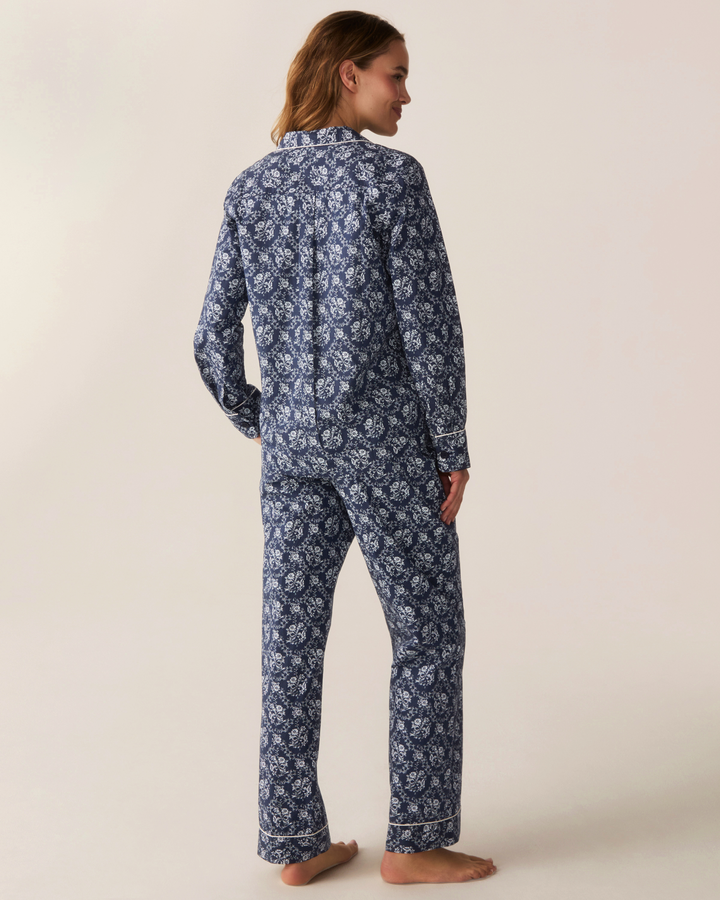 Petite Plume Women's Poplin Pajama Set in Innkeeper Trellis