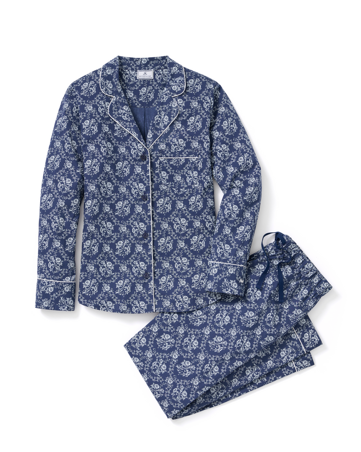 Petite Plume Women's Poplin Pajama Set in Innkeeper Trellis