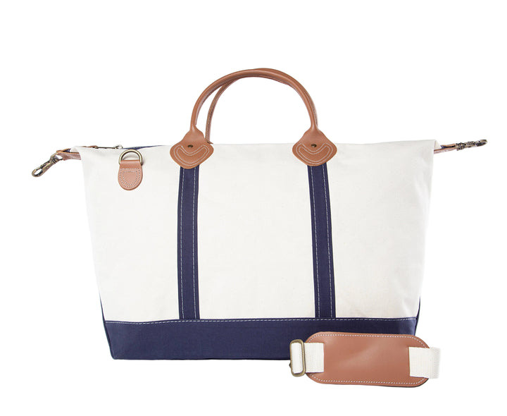 Weekender Canvas Travel Bag in Navy Trim